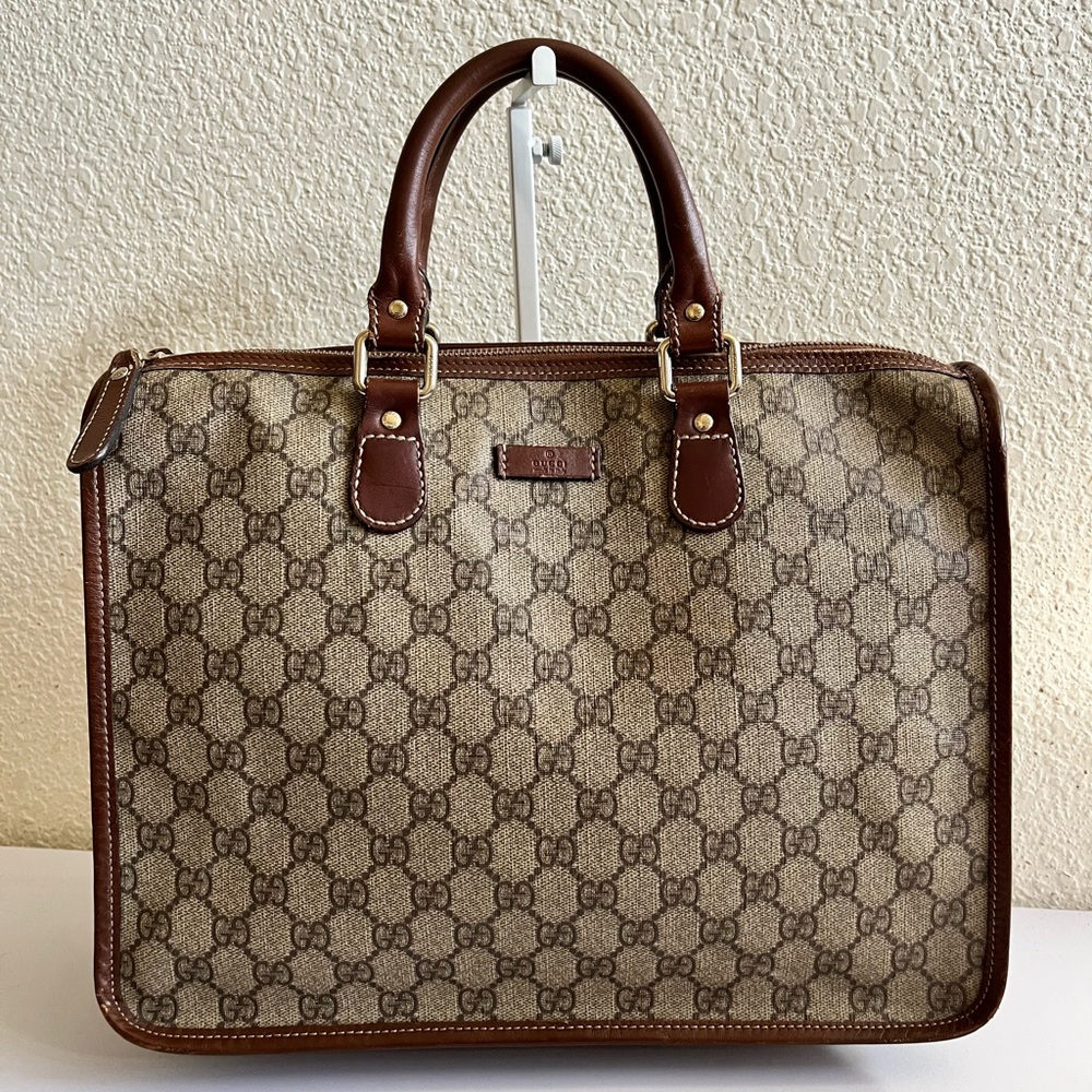 Gucci Beige and Brown Monogram Briefcase